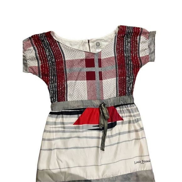 Launch by Susan Young abstract sailboat novelty 100% silk dress size XS - Picture 3 of 13